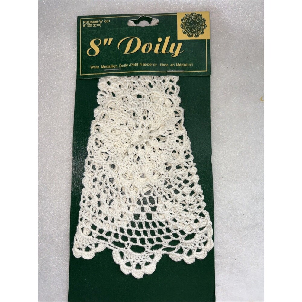 White Medallion Doily New In Package 8 Inches